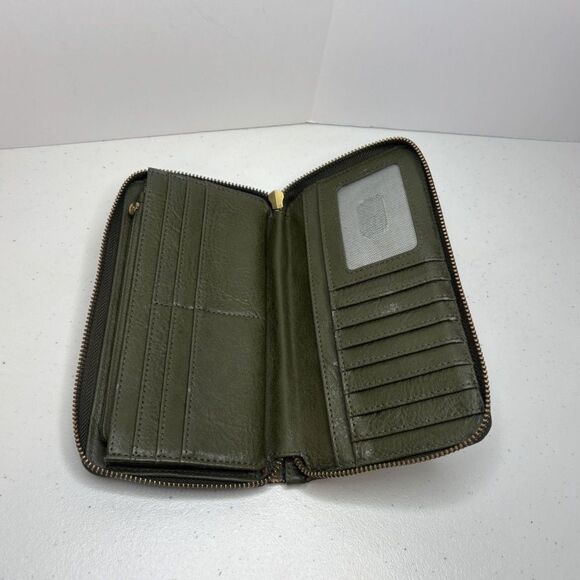Fossil Liza Olive Snake Print Leather RFID Zip-Around Wallet Womens Designer - Picture 6 of 13